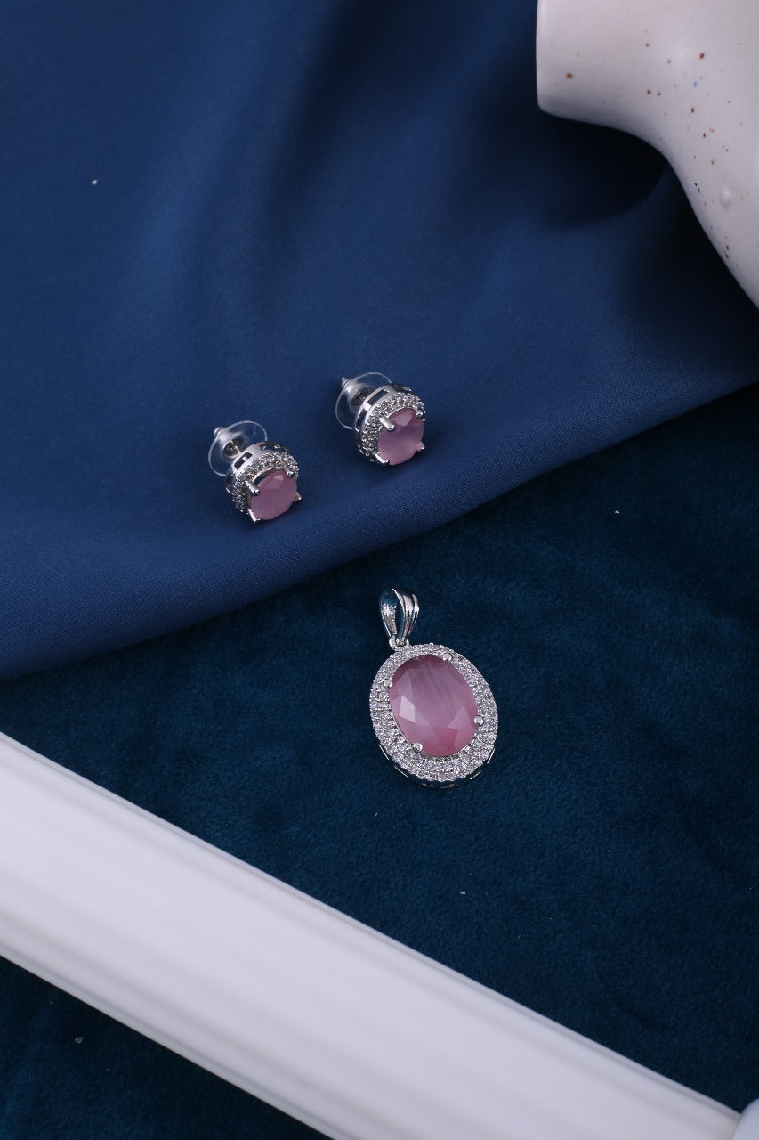 Dazzling Diamond - Baby Pink Pendant Set