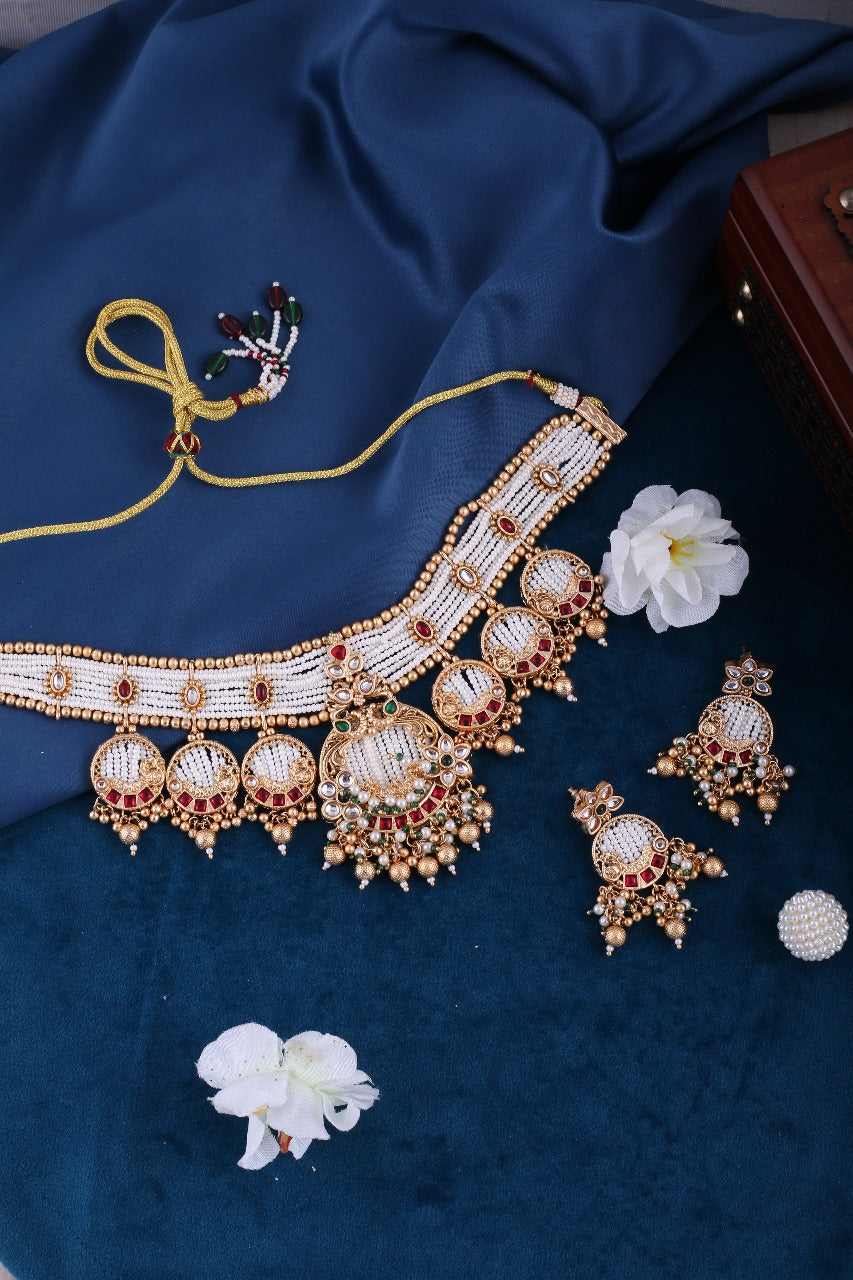 Gold Brass Premium & Elegant Necklace Set For Women