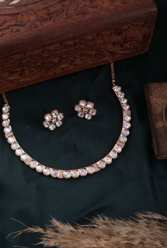 Gold Brass Premium & Elegant Necklace Set For Women