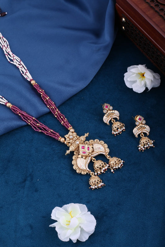 Gold Brass Premium & Elegant Kundan Set For Women