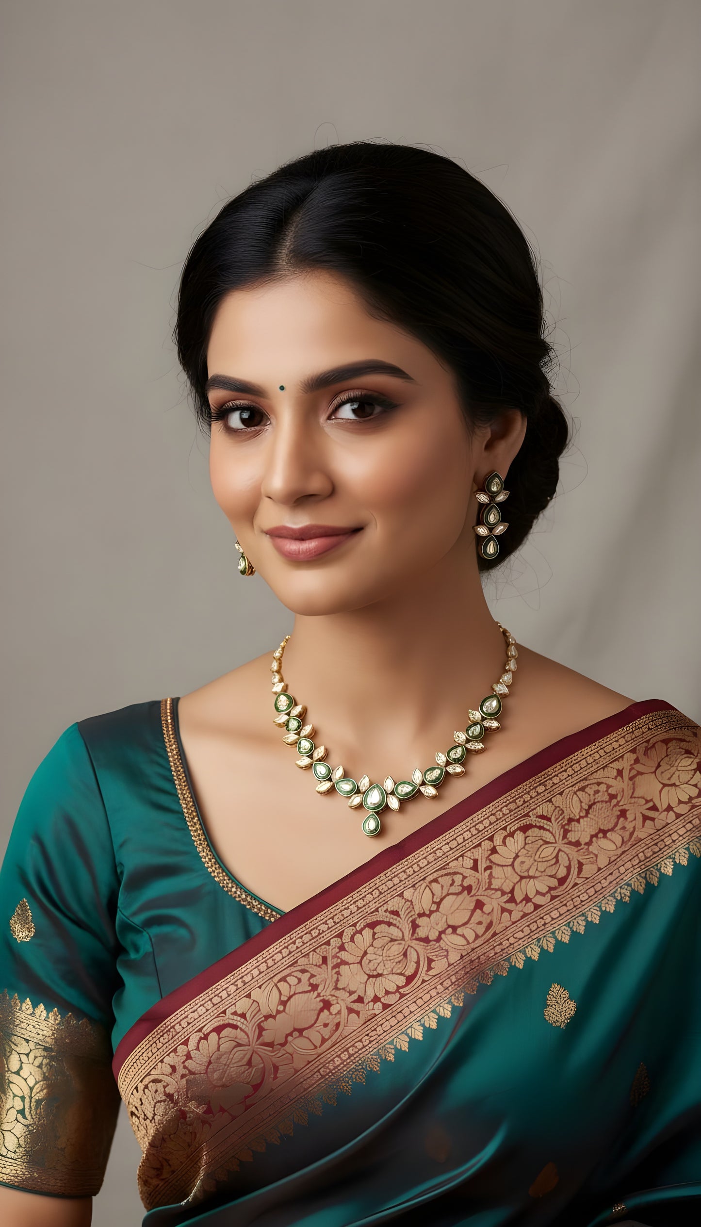 Gold Brass Premium & Elegant Kundan Set For Women