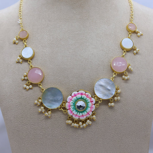 Gold Brass Premium & Elegant Necklace Set For Women