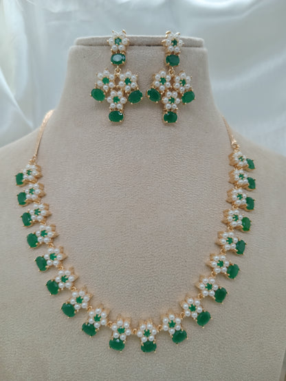 Pearl Green  Necklace Set For Women
