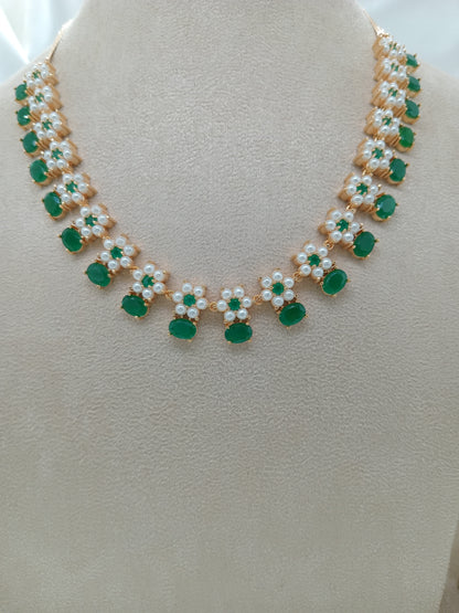 Pearl Green  Necklace Set For Women