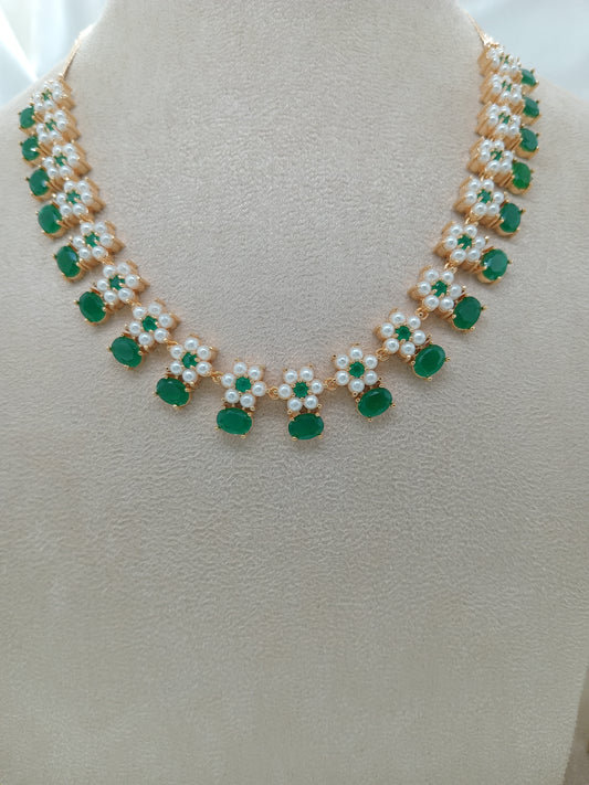 Pearl Green  Necklace Set For Women
