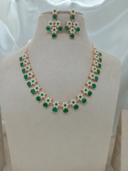 Pearl Green  Necklace Set For Women