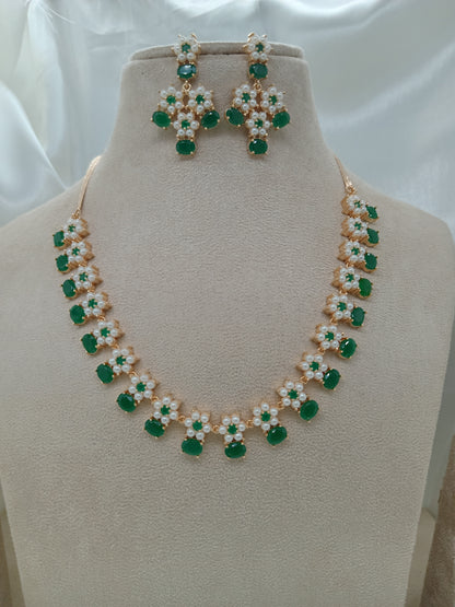Pearl Green  Necklace Set For Women