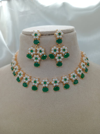 Pearl Green  Necklace Set For Women