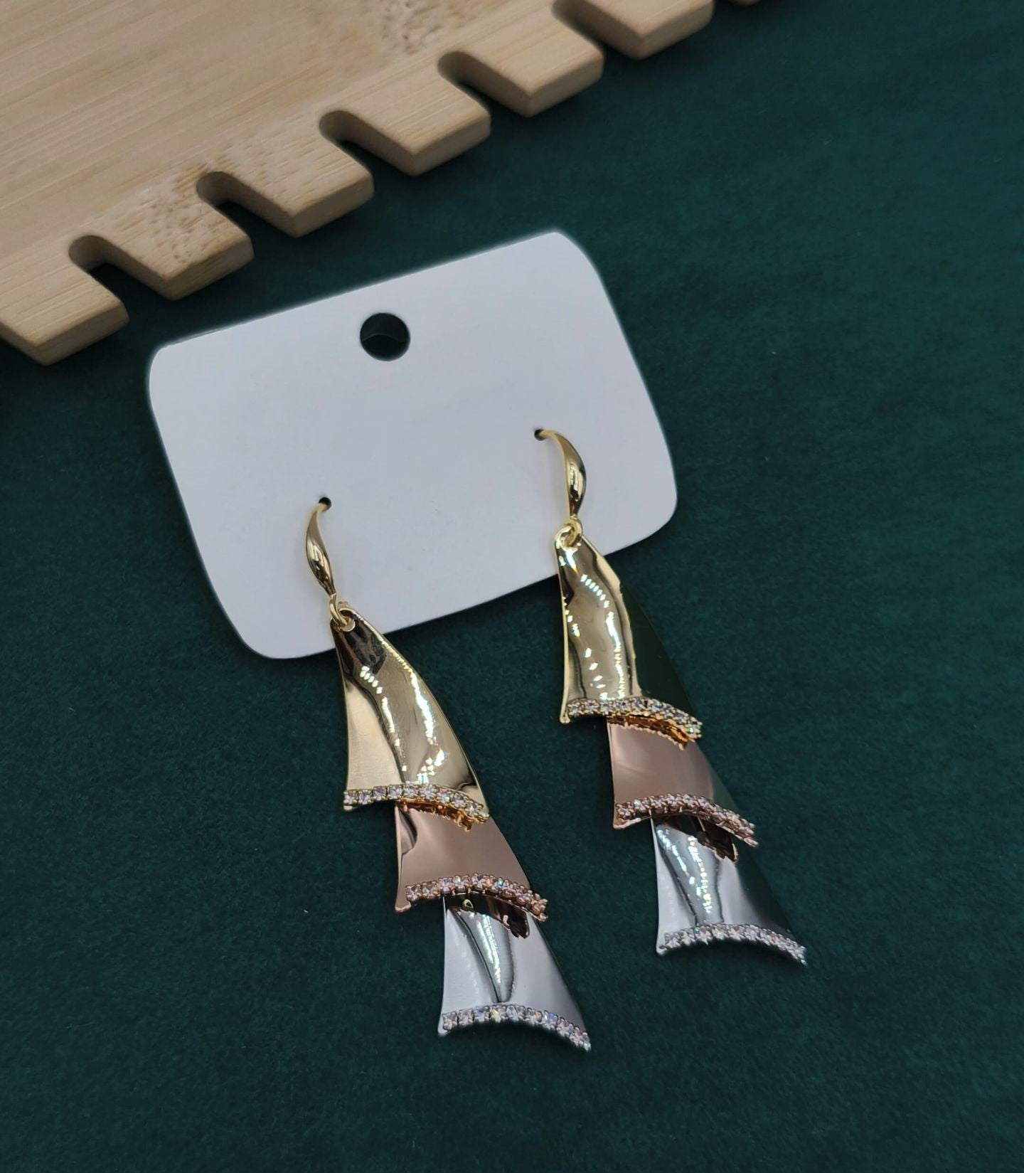 Tricolor Wave Drop Earrings