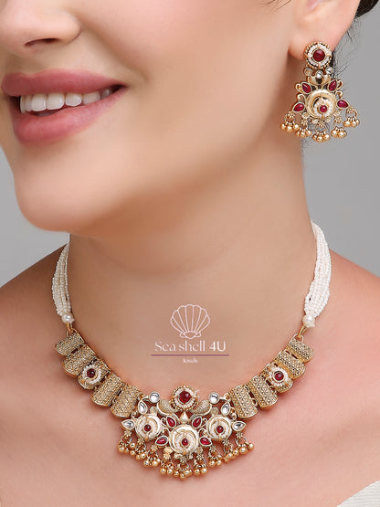 Classic Antique Gold Brass Elegant Necklace | Front Design | SeaShell4U Jewels