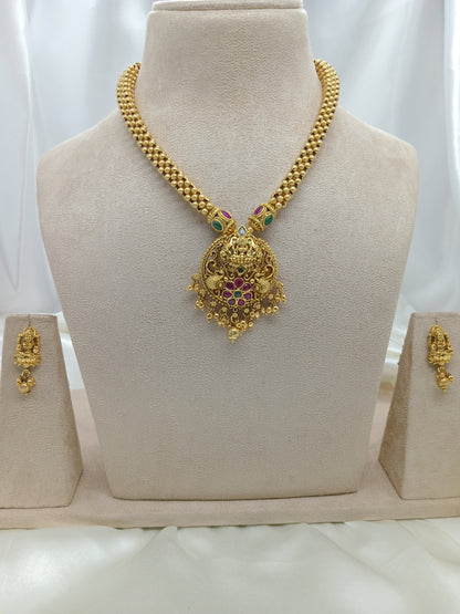 Shringarika Antique Gold Temple Necklace Set | Front Design | SeaShell4U Jewels