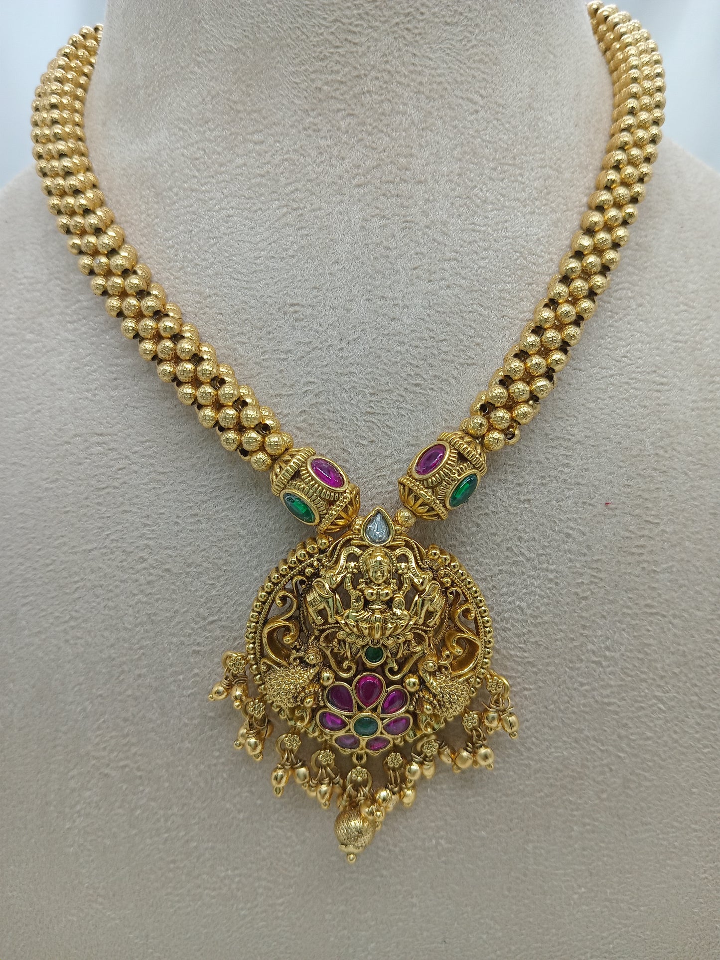 Heritage Shringarika Antique Temple Necklace Set | Front Design | SeaShell4U Jewels