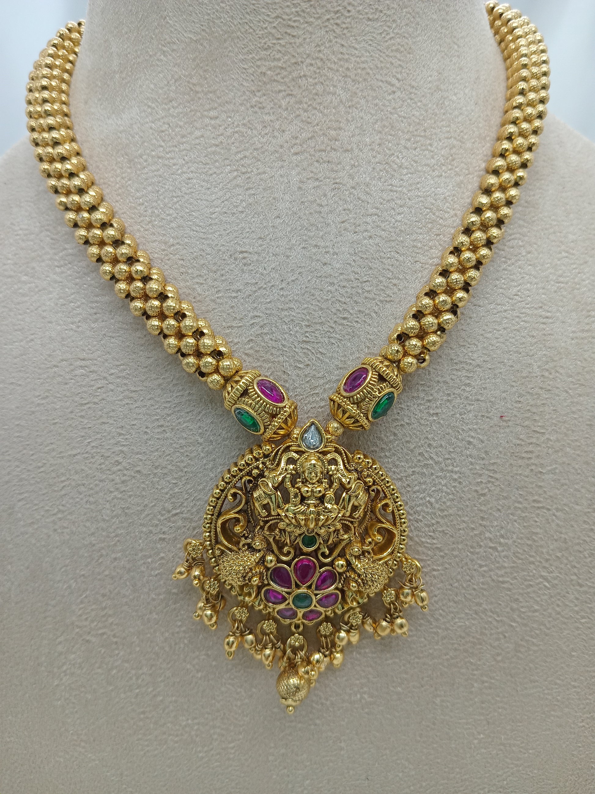 Heritage Shringarika Antique Temple Necklace Set | Front Design | SeaShell4U Jewels