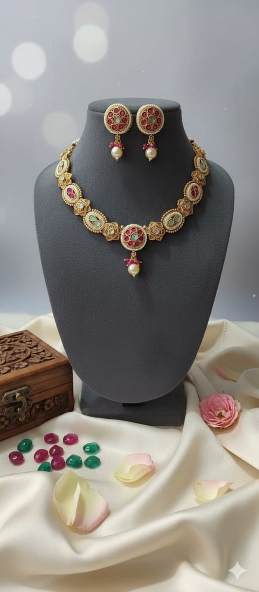 Traditional Antique-Tone Brass Necklace | Front Design | SeaShell4U Jewels