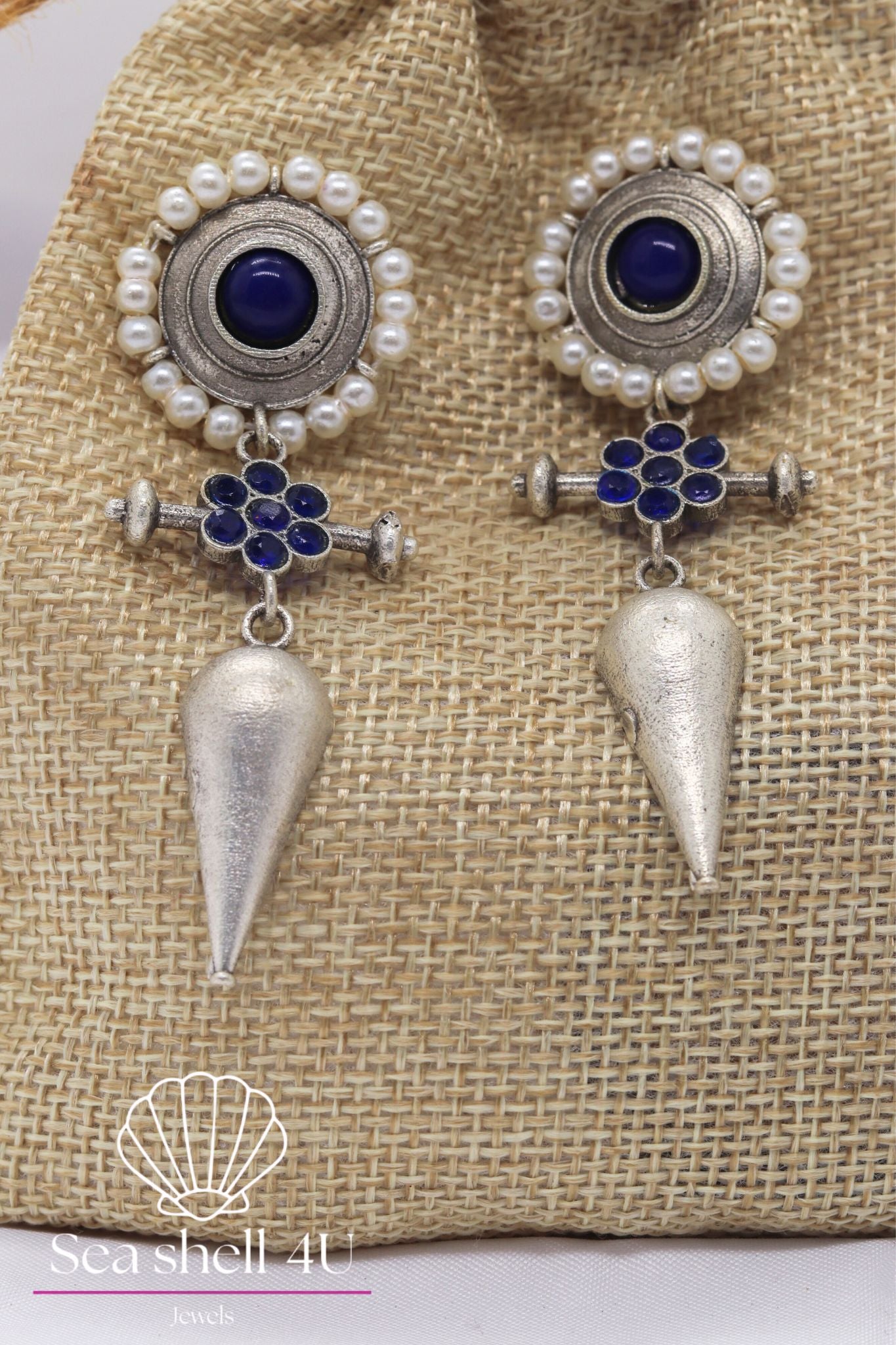 Classic Oxidised Elegant Earrings | Front Design | SeaShell4U Jewels