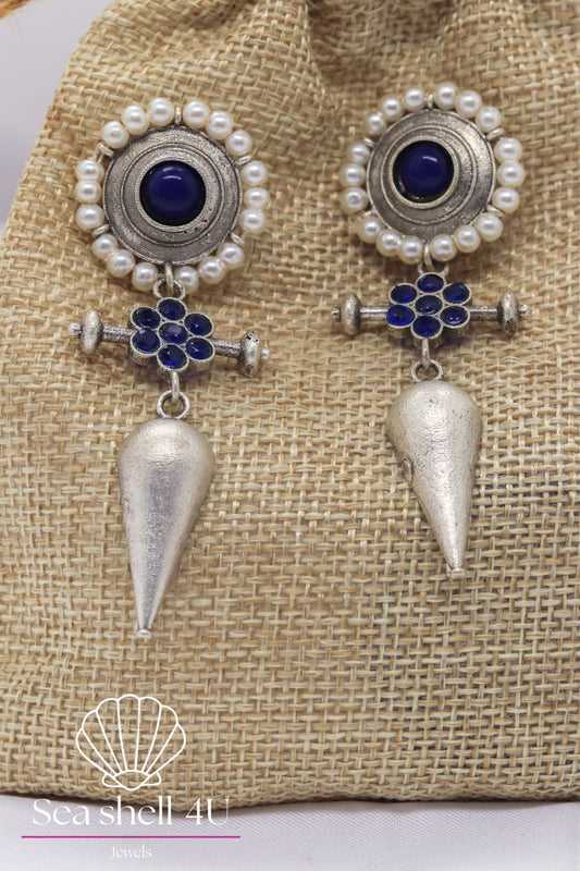 Classic Oxidised Elegant Earrings | Front Design | SeaShell4U Jewels