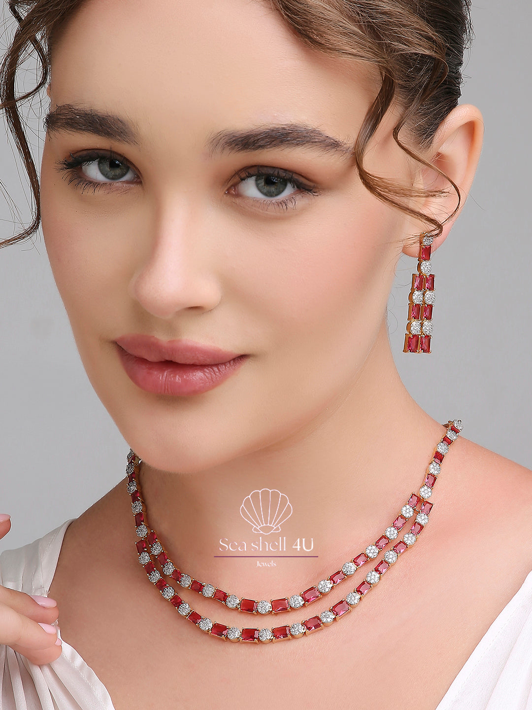 Dazzling Diamond Elegance Necklace for Women | Front View | SeaShell4U Jewels