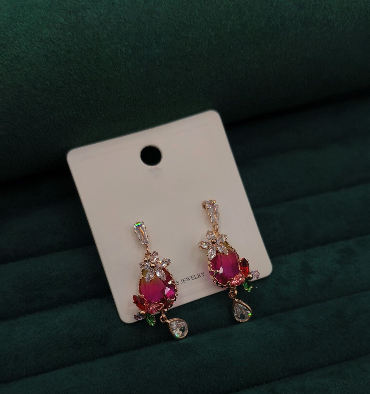 Premium Ruby Radiance Drop Earrings | Front View | SeaShell4U Jewels