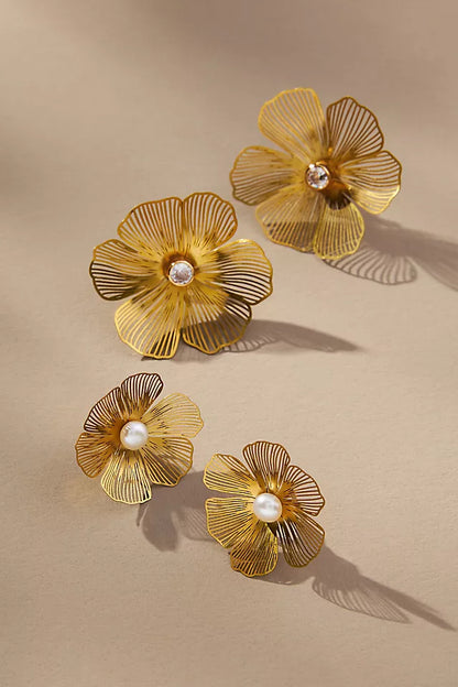 Floral Grace Elegant Flower Earrings | Front Design | SeaShell4U Jewels