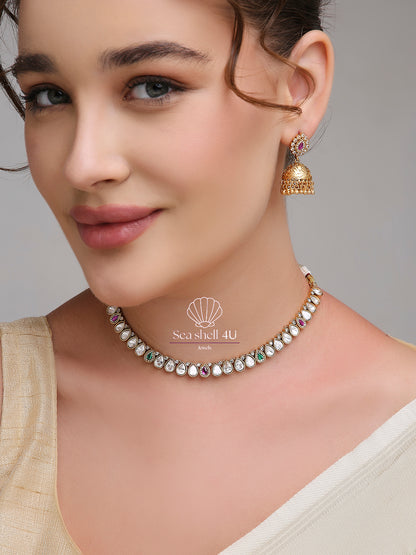 Classic Antique Gold Brass Elegant Necklace | Front Design | SeaShell4U Jewels