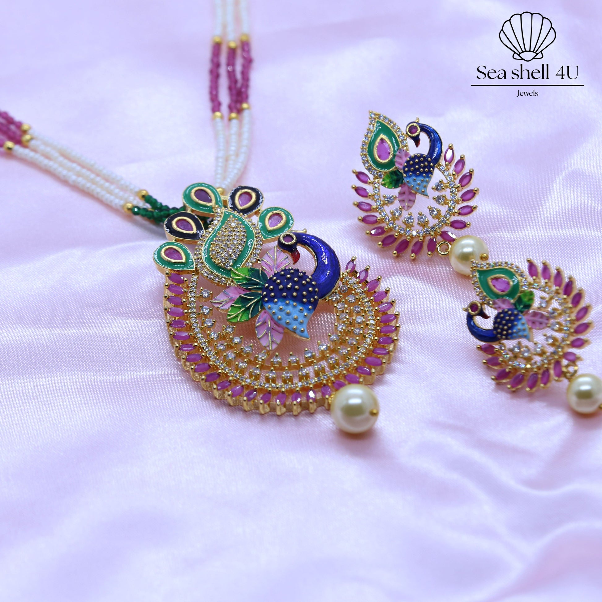 Elegant Aura Golden Brass Necklace for Women | Front View | SeaShell4U Jewels