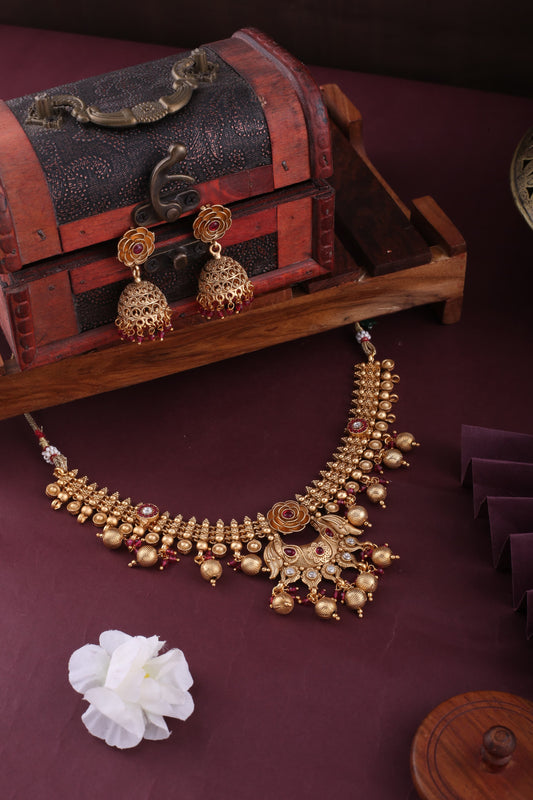 Gold Brass Premium Necklace for Women | Front View | SeaShell4U Jewels