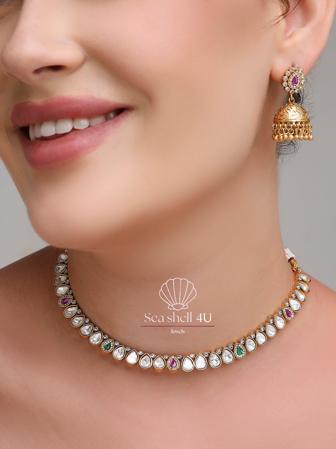 Heritage Glow Premium Antique Gold Necklace | Front Design | SeaShell4U Jewels