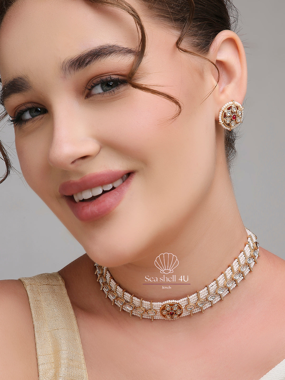 Heritage Glow Antique Gold Brass Necklace | Front View | SeaShell4U Jewels