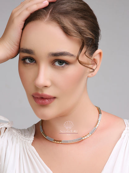 Premium Golden Brass Elegant Necklace | Front View | SeaShell4U Jewels