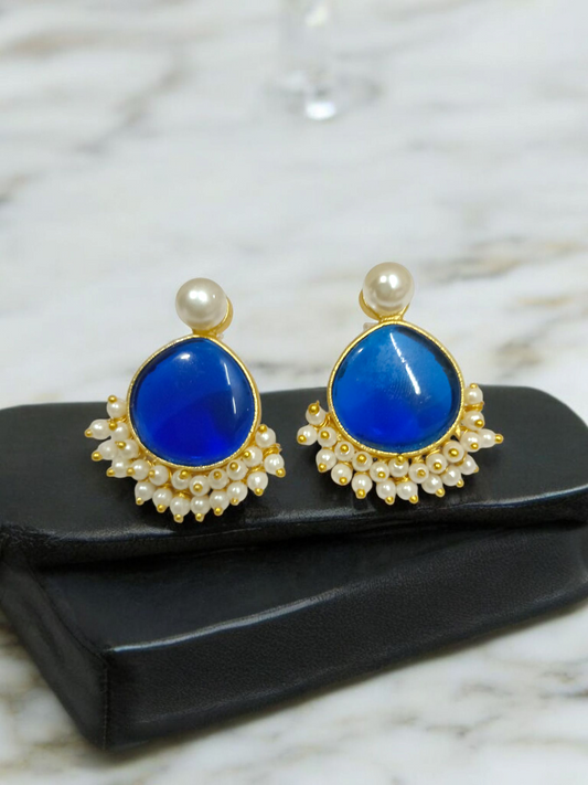 Elegant Gold Brass Earrings for Women | Front Design | SeaShell4U Jewels