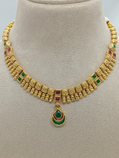Elegant Gold Brass Necklace Set for Women | Front Design | SeaShell4U Jewels