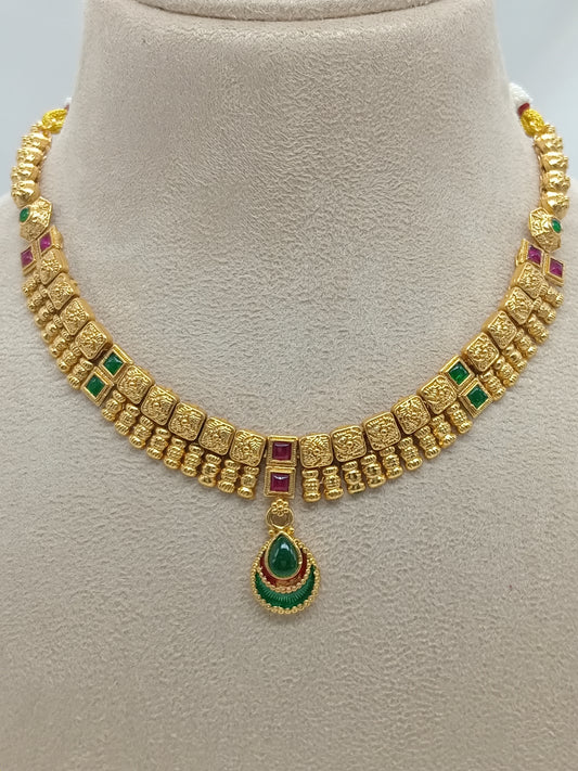 Elegant Gold Brass Necklace Set for Women | Front Design | SeaShell4U Jewels