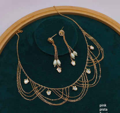 Premium Royal Golden Brass Jewellery Necklace | Front View | SeaShell4U Jewels