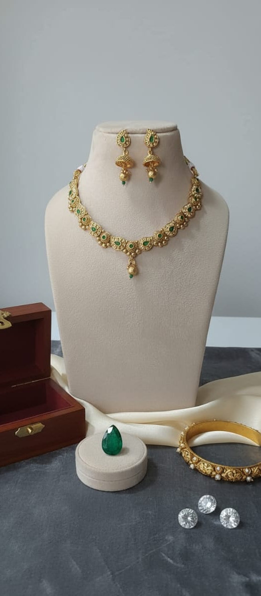Front view of premium bridal imitation necklace set for women by SeaShell4U Jewels