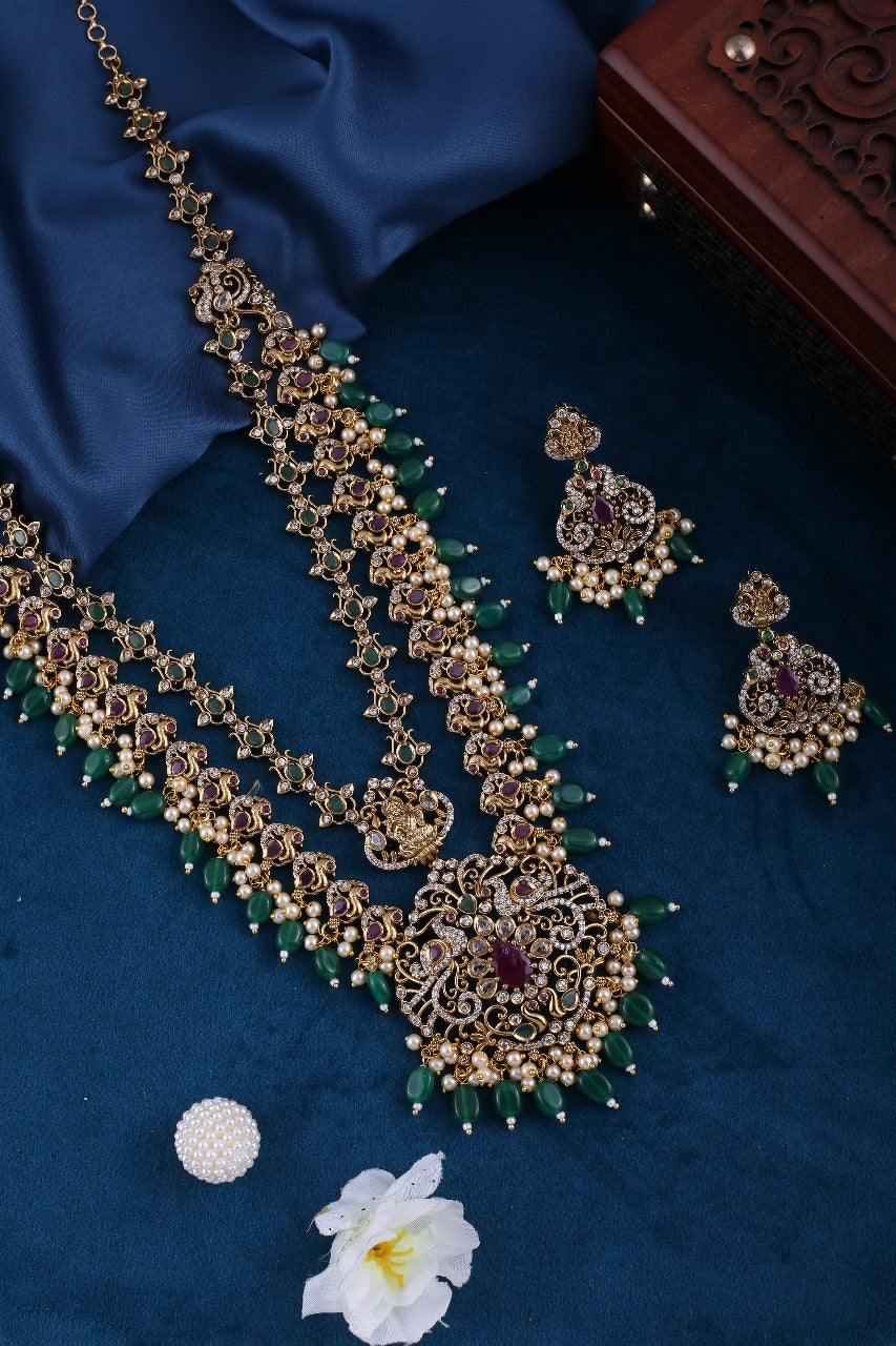 Shringarika Antique Gold Temple Necklace Set
