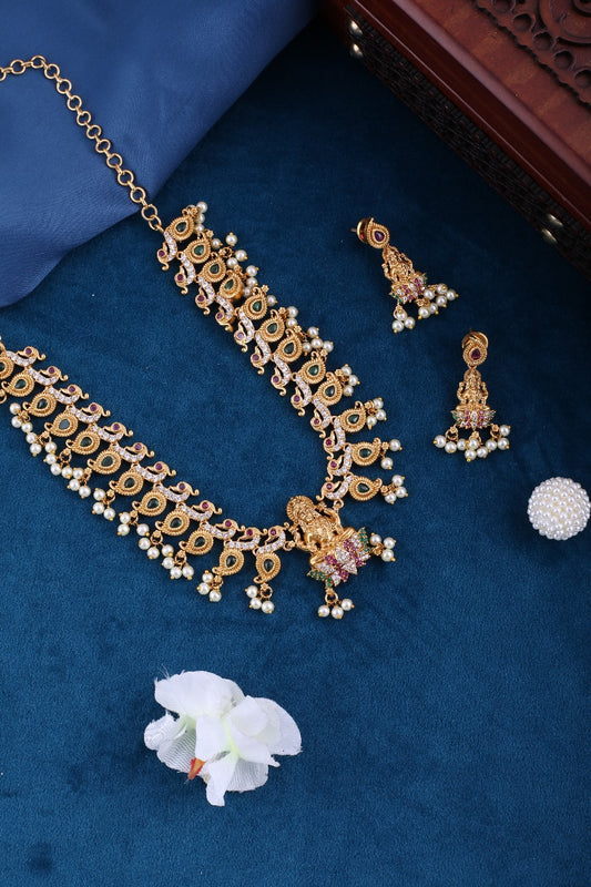 Shringarika Antique Gold Temple Necklace Set