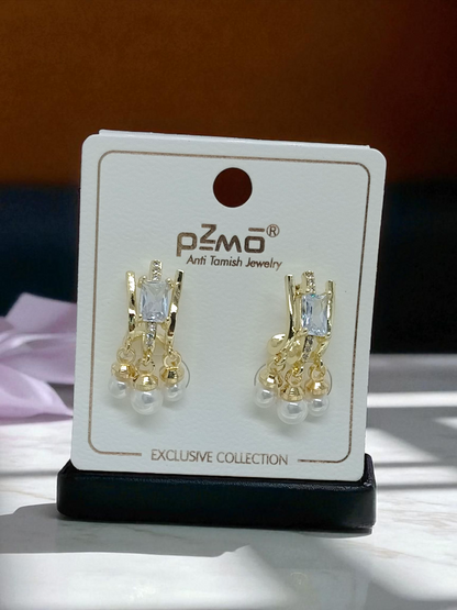 Elegant Brass Pearl Earrings For Women
