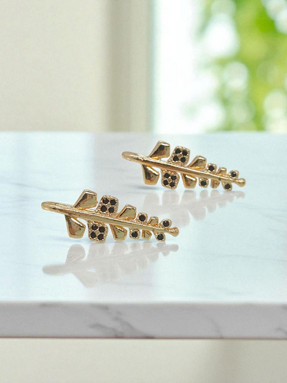 Black & Gold Brass Premium & Elegant Earrings For Women
