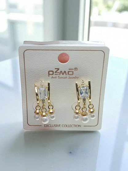 Elegant Brass Pearl Earrings For Women