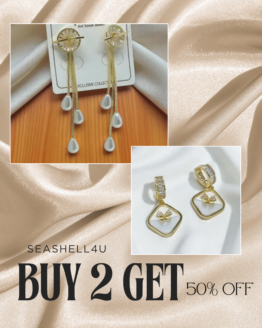 Classic Elegant Earrings Combo | Front Design | SeaShell4U Jewels
