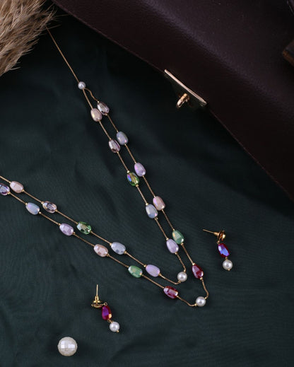 Elegant Aura Korean Charm Necklace | Front View | SeaShell4U Jewels