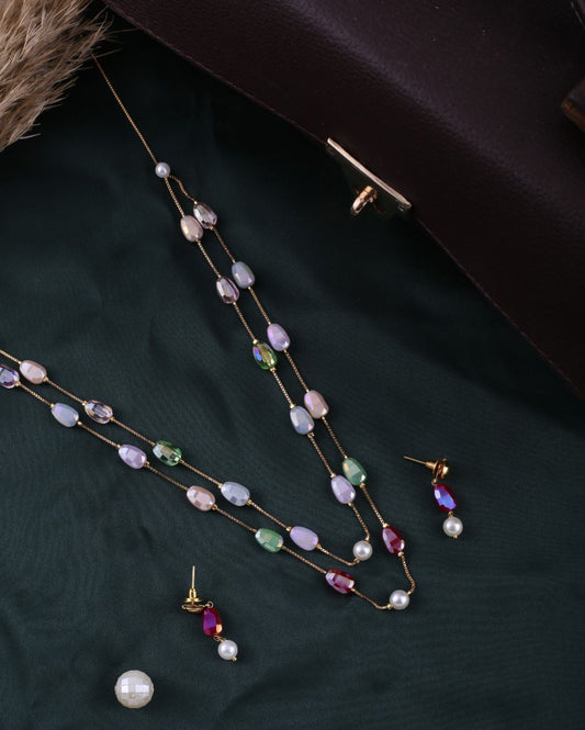 Elegant Aura Korean Charm Necklace | Front View | SeaShell4U Jewels