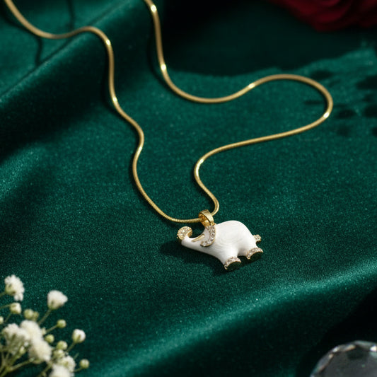 Elephant elegant necklace front || Seashell4u