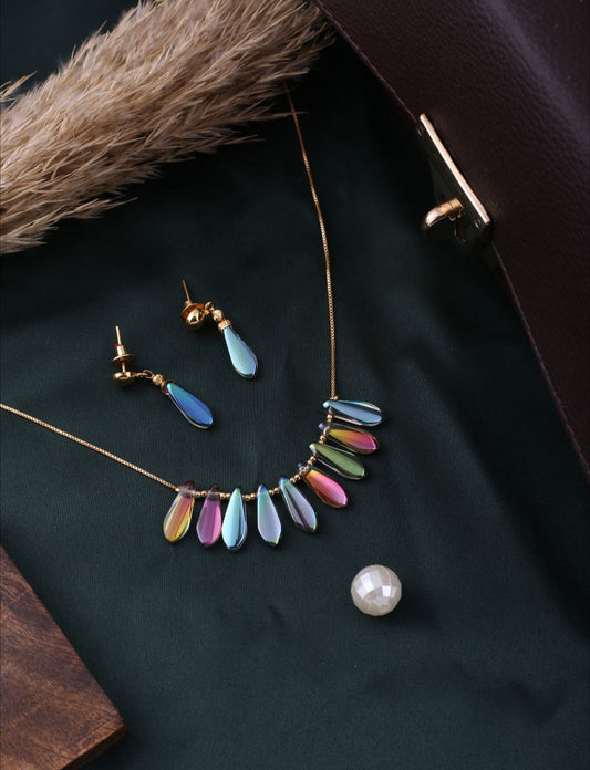 Elegant Twilight Drops Necklace Set | Front Design | SeaShell4U Jewels