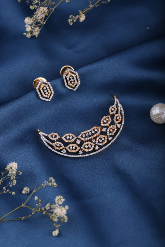 Premium Gold Brass Mangalsutra Pendant Set for Women | Front View | SeaShell4U Jewels