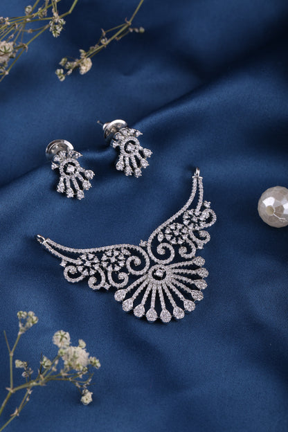 Royal Aura Gold Brass Mangalsutra Pendant Set for Women | Front View | SeaShell4U Jewels