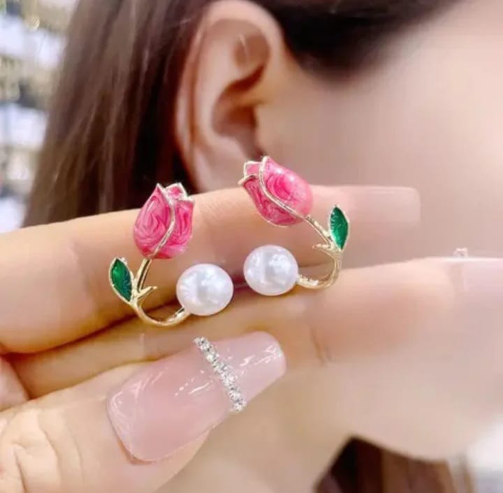 Royal Gold Brass Grace Earrings for Women | Front View | SeaShell4U Jewels