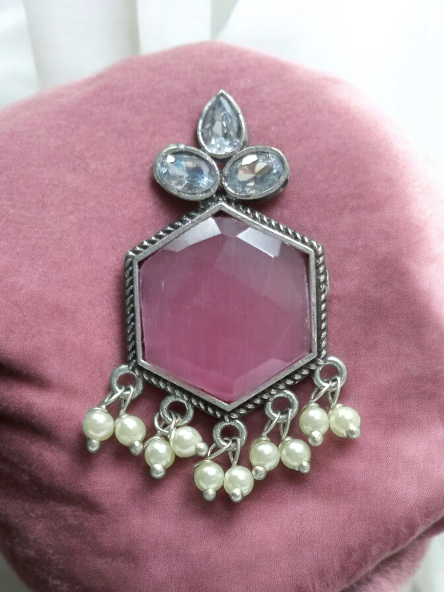 Regal Royal Pearl Charm Earrings | Front View | SeaShell4U Jewels