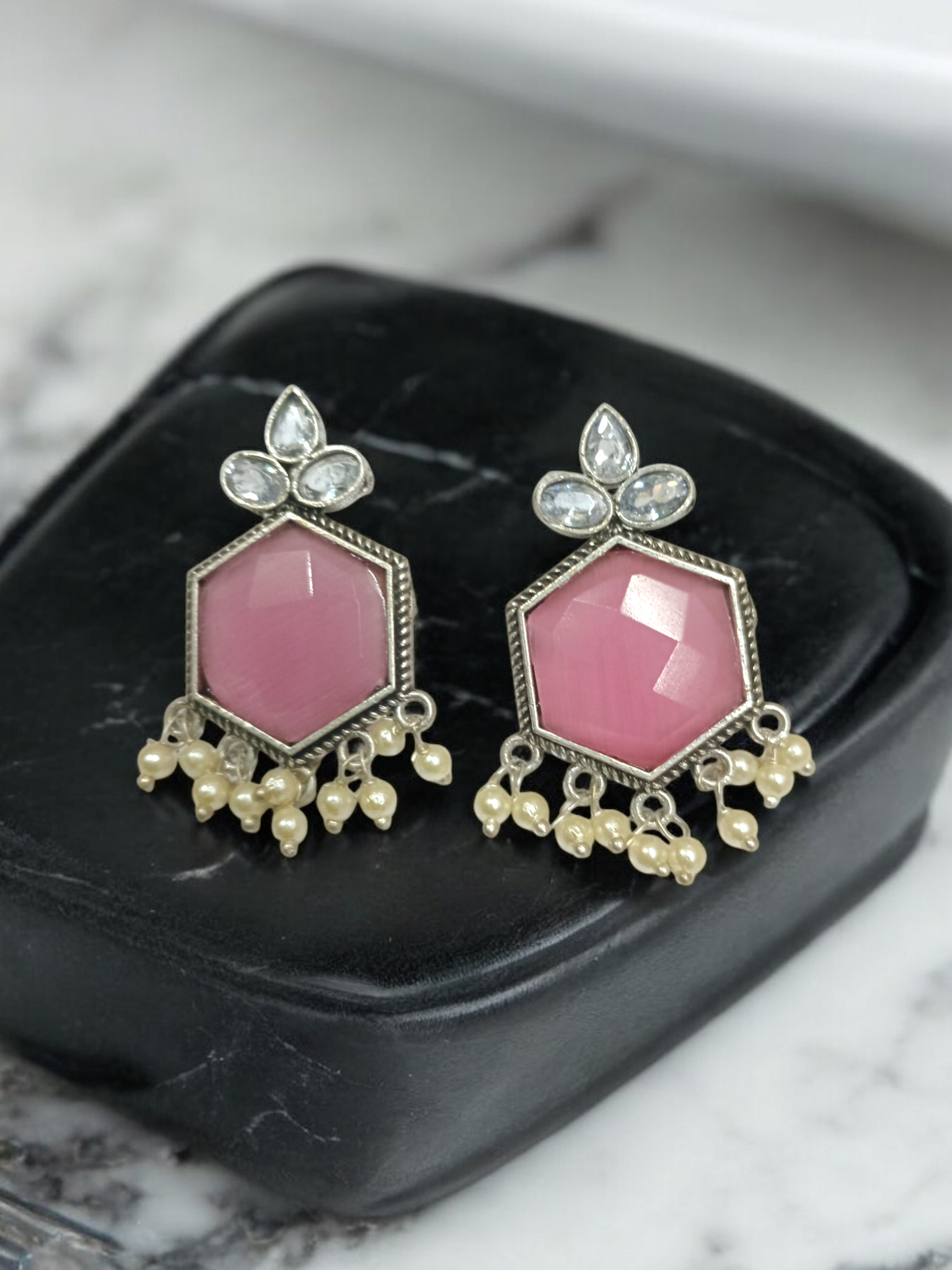 Royal Pearl Charm Earrings for Women | Front View | SeaShell4U Jewels
