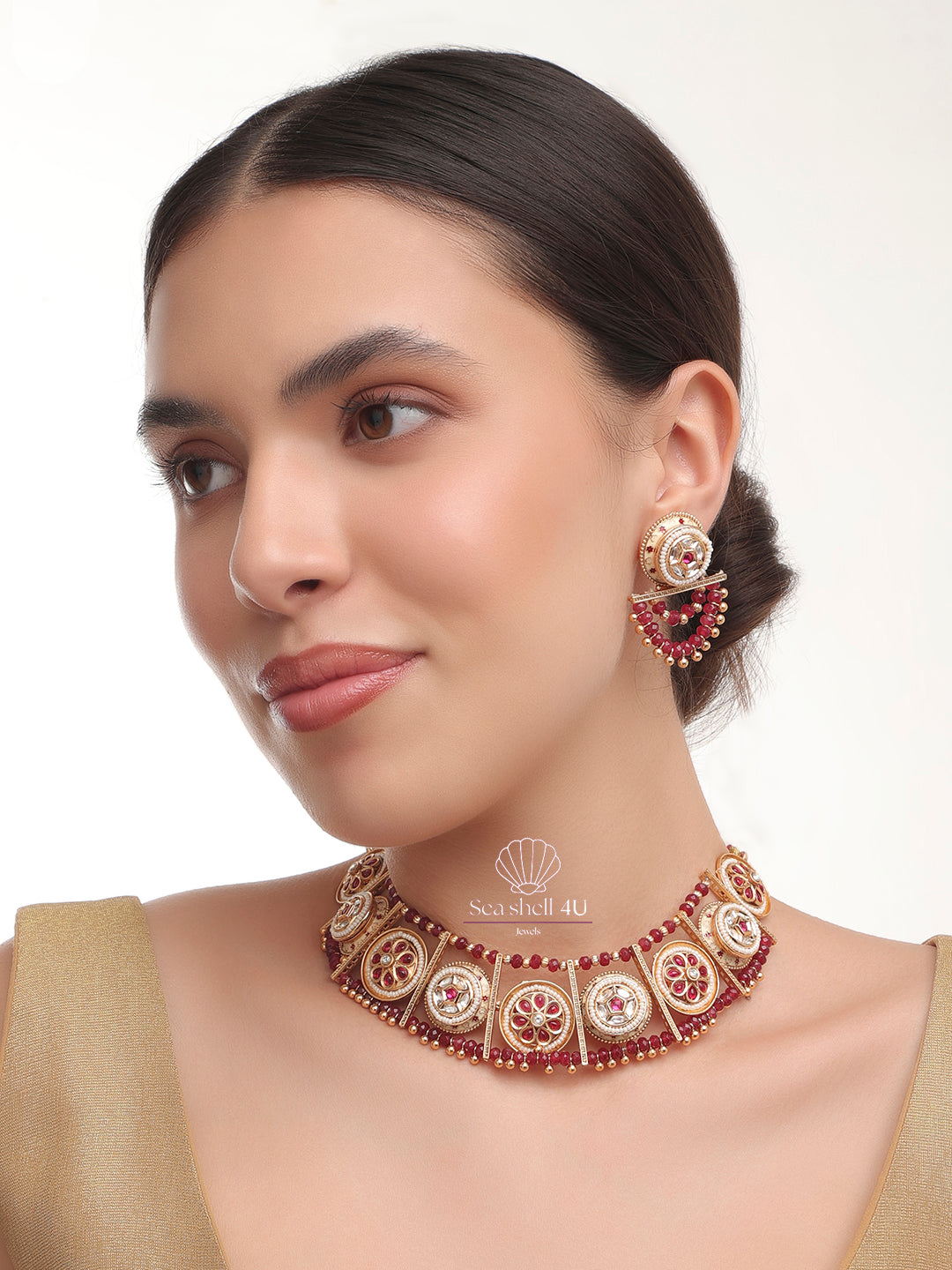 Maharani Royal Choker Necklace | Front Design | SeaShell4U Jewels